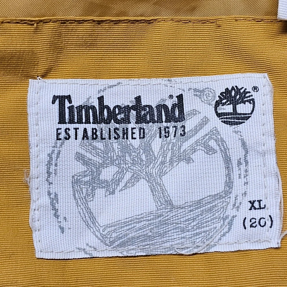 Timberland Hooded Puffer Vest Mens XL Gold Brown Fleece Trim Full Zip‎ Outdoor